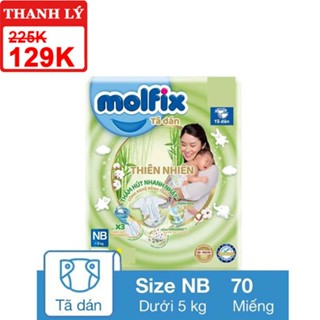 [Gói Lớn 70 miếng-Date Mới] Tã dán Molfix thiên nhiên size NB 70 miếng (Bé < 5 kg)