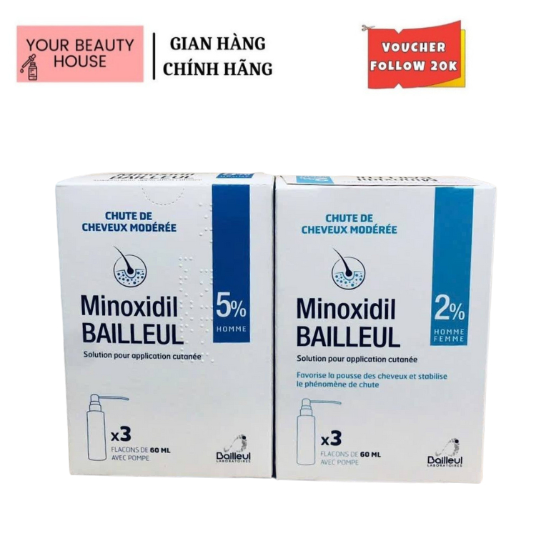 [Minoxidil Bailleul] Xịt Mọc Tóc Minoxidil Bailleul 2% & 5% Giúp Giảm Rụng Tóc Và Mọc Tóc Dành Cho N