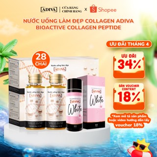 Combo 2 Hộp Nước Uống Làm Đẹp Collagen ADIVA (28 Chai) + 1 Hộp Viên Uống Trắng Da ADIVA White 60 Viên
