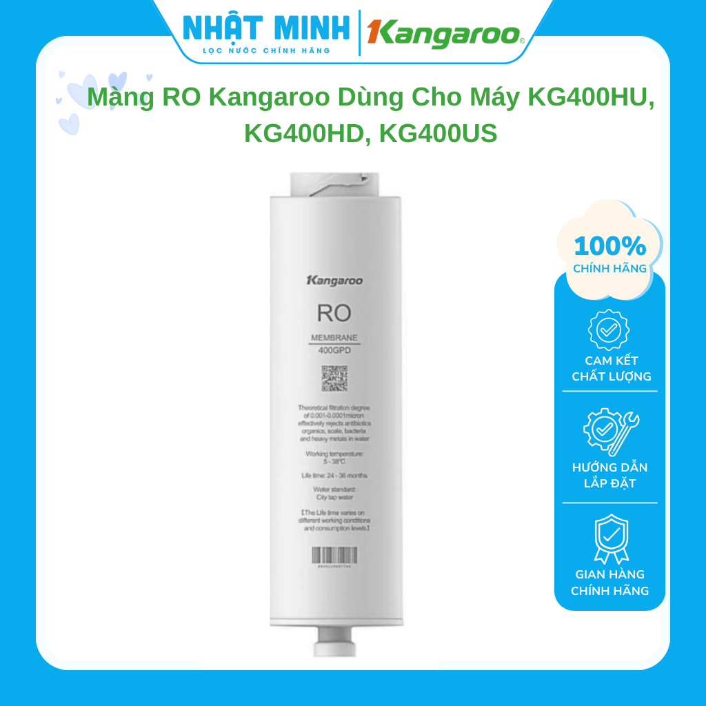 Màng RO Kangaroo Nhựa Nguyên Sinh Đúc Nguyên Khối Dùng Cho Máy KG400HU, KG400HD, KG400US