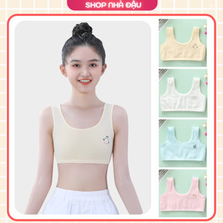 Áo lót cho bé gái tuổi dậy thì, chất cotton mềm mát , Combo áo lá học sinh cấp 1 không mút