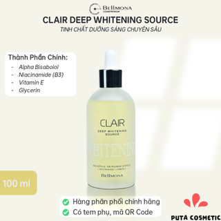 Bellmona Clair Deep Whitening Source 100ml - Tinh chất dưỡng ẩm, dưỡng sáng, hỗ trợ da đều màu