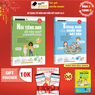 COMBO 2 Sách Nói Tiếng Anh Dễ Vậy Sao & TA Dành Cho Người Mời Bắt Đầu - Tặng khóa học HITBOOKS - Tác giả HUYỀN WINDY