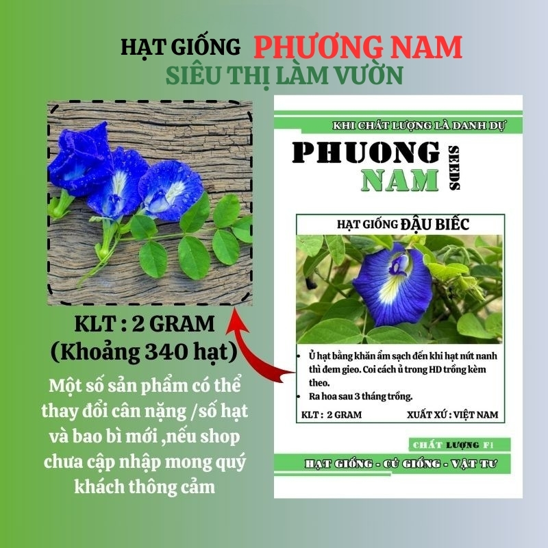 2 Gram - Hạt Giống Hoa Đậu Biếc Kép Phương Nam