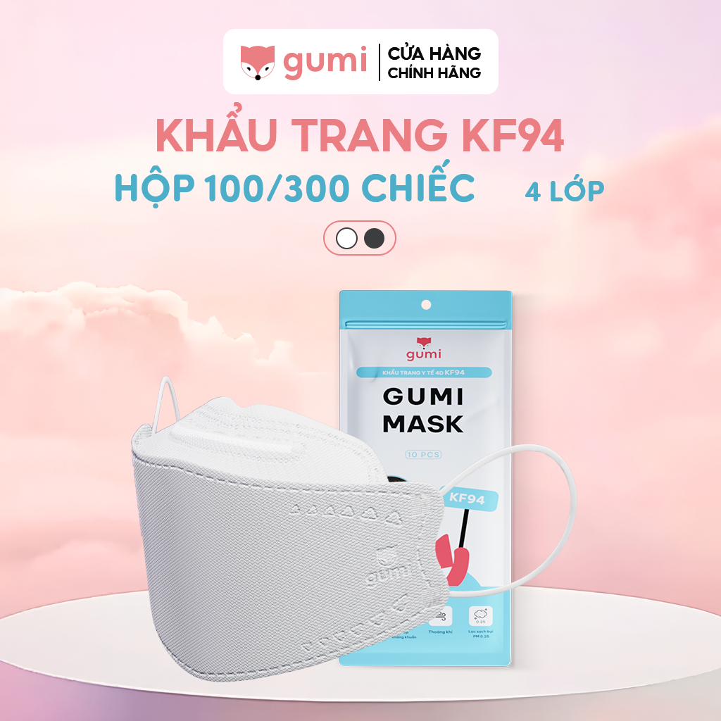 [300 CHIẾC] Khẩu Trang KF94 4 Lớp Gumi Mask Kháng Khuẩn dày dặn lọc bụi mịn