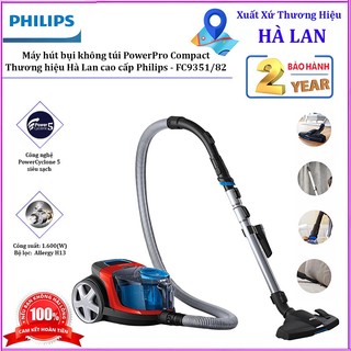 Máy hút bụi không túi PowerPro Compact. Thương hiệu Hà Lan cao cấp Philips - FC9351/82. Hàng chính hãng