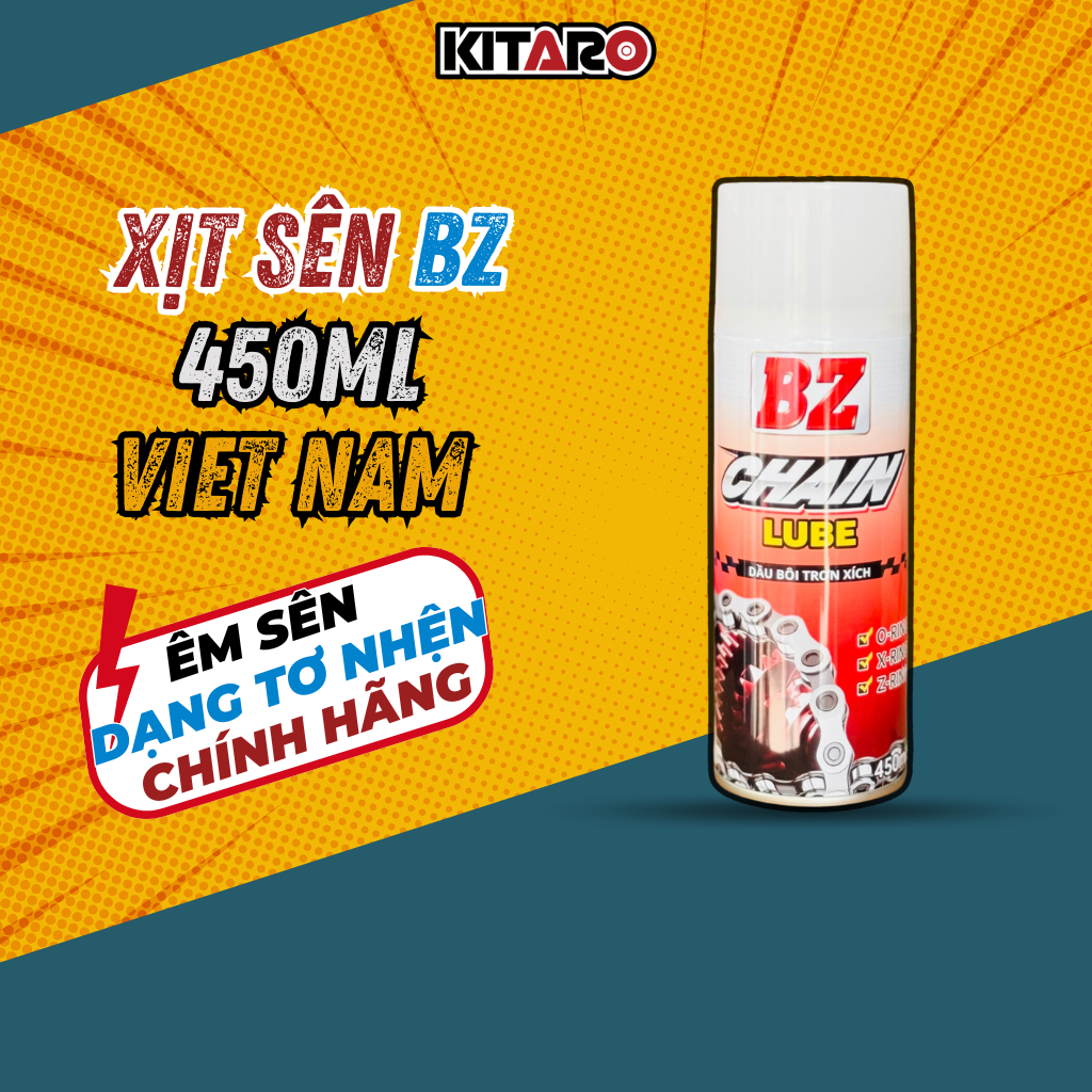 Chai xịt dưỡng sên Bz Chain Lube 450ml, êm sên dành cho xe máy, xe côn tay