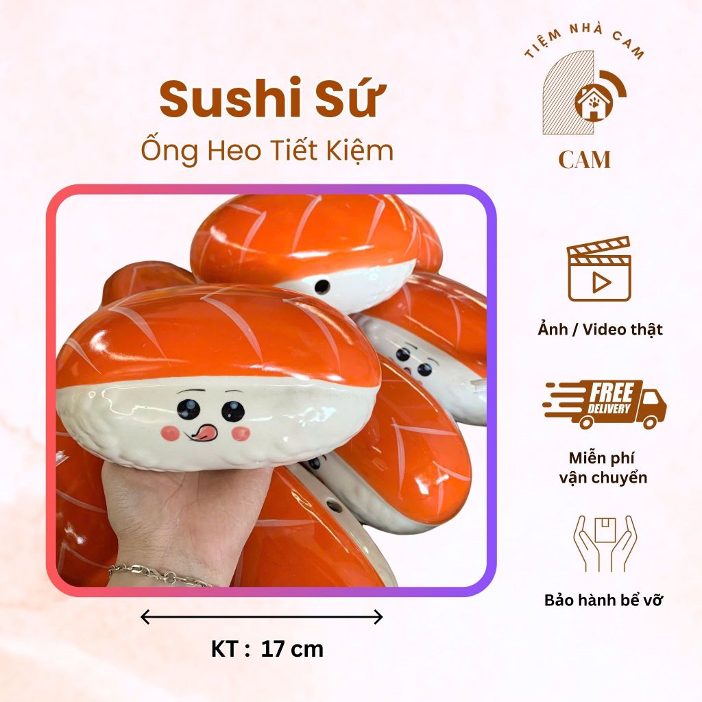SuShi 17cm HEO ĐẤT TIẾT KIỆM, lợn sứ, Đựng Tiền Ống Heo, Ống Tiết Kiệm, Trang trí, heo sứ