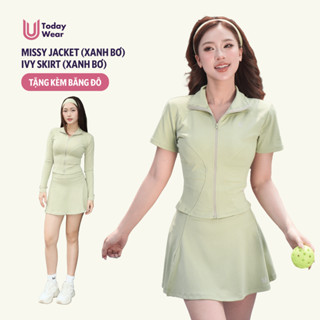 Set bộ đồ thể thao áo khoác Missy xanh bơ mix chân váy Ivy skirt xanh bơ Today U Wear thời trang tôn da tôn dáng