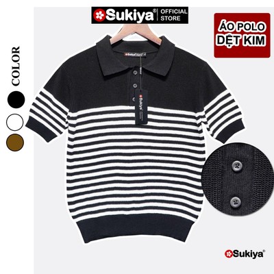 Áo Polo Nam SUKIYA Dệt Len Premium, Dệt kẻ nhỏ Kiểu Dáng thanh lịch, Chất Sợi Tự Nhiên Cao Cấp Mùa Hè AL108