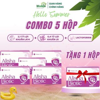   Mua 5 Tặng 1  Viên Uống Phụ Khoa Men Vi Sinh Vùng Kín Alisha Biotic Giảm Khí Hư Ngứa Rát Ngăn Ngừa Tái Phát 