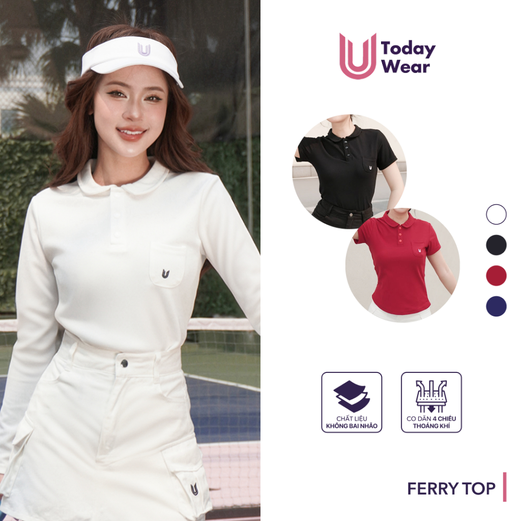 Áo thun thể thao nữ dài tay và ngắn tay Ferry Long Top cổ polo chơi tennis pickleball golf thoáng mát Today U Wear | BigBuy360 - bigbuy360.vn