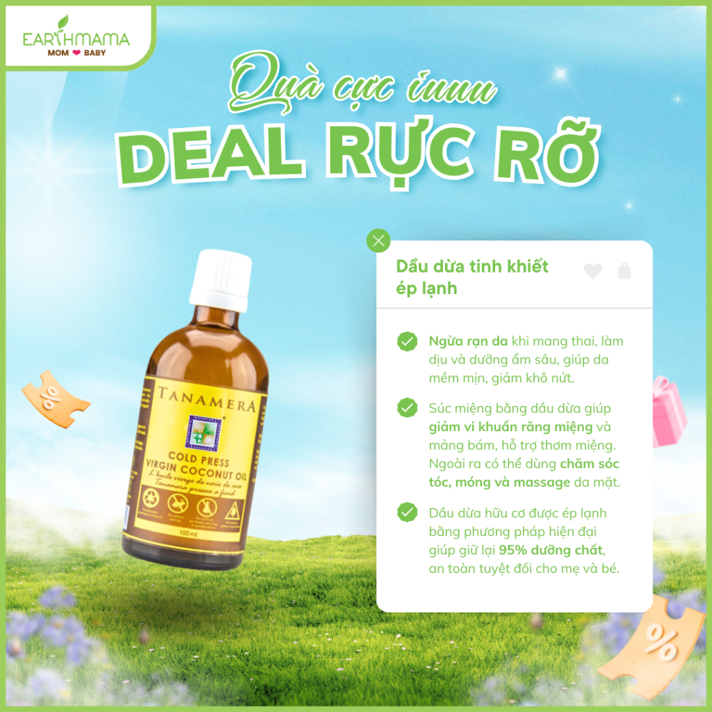 [EARTHMAMA] Dầu Dừa Tinh Khiết Ép Lạnh TANAMERA 100ML