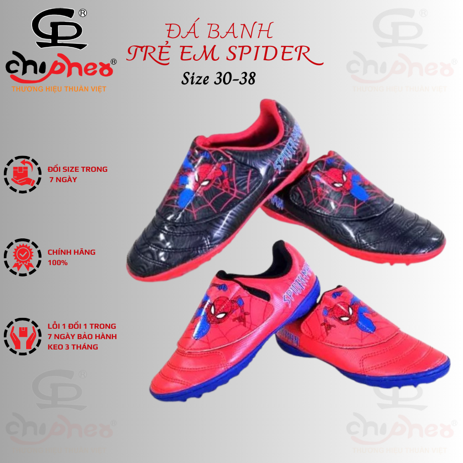 Giày Đá Bóng Trẻ em giày đá banh trẻ em cho bé Trai và bé Gái sân cỏ Nhân Tạo SPIDER (TE) Hoả Trâu