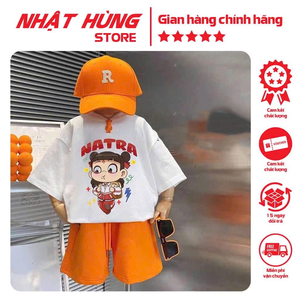 Bộ quần áo cho bé trai in NATRA HOẠT HÌNH , set bộ thun trẻ em hiệu Nhật Hùng size từ 10-63kg - NH51