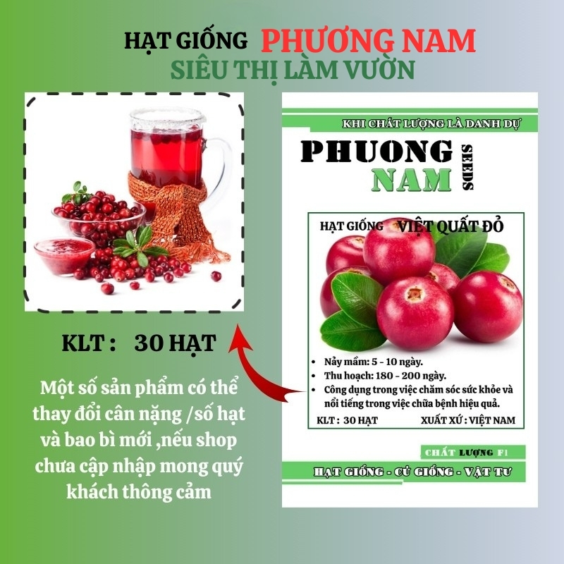 30 Hạt - Hạt Giống Việt Quất Đỏ Phương Nam