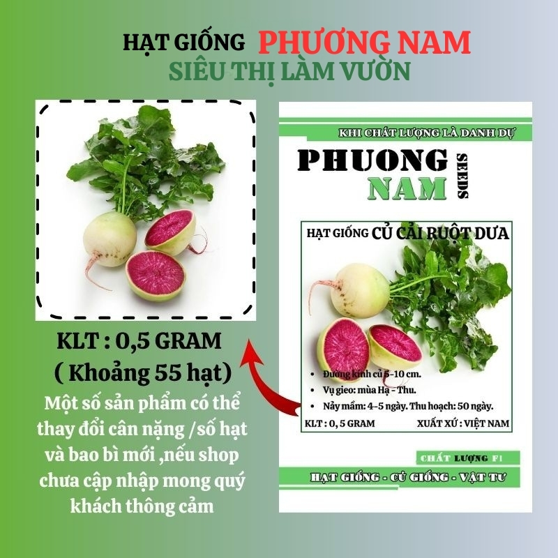 0,5 Gram - Hạt Giống Củ Cải Ruột Dưa Phương Nam