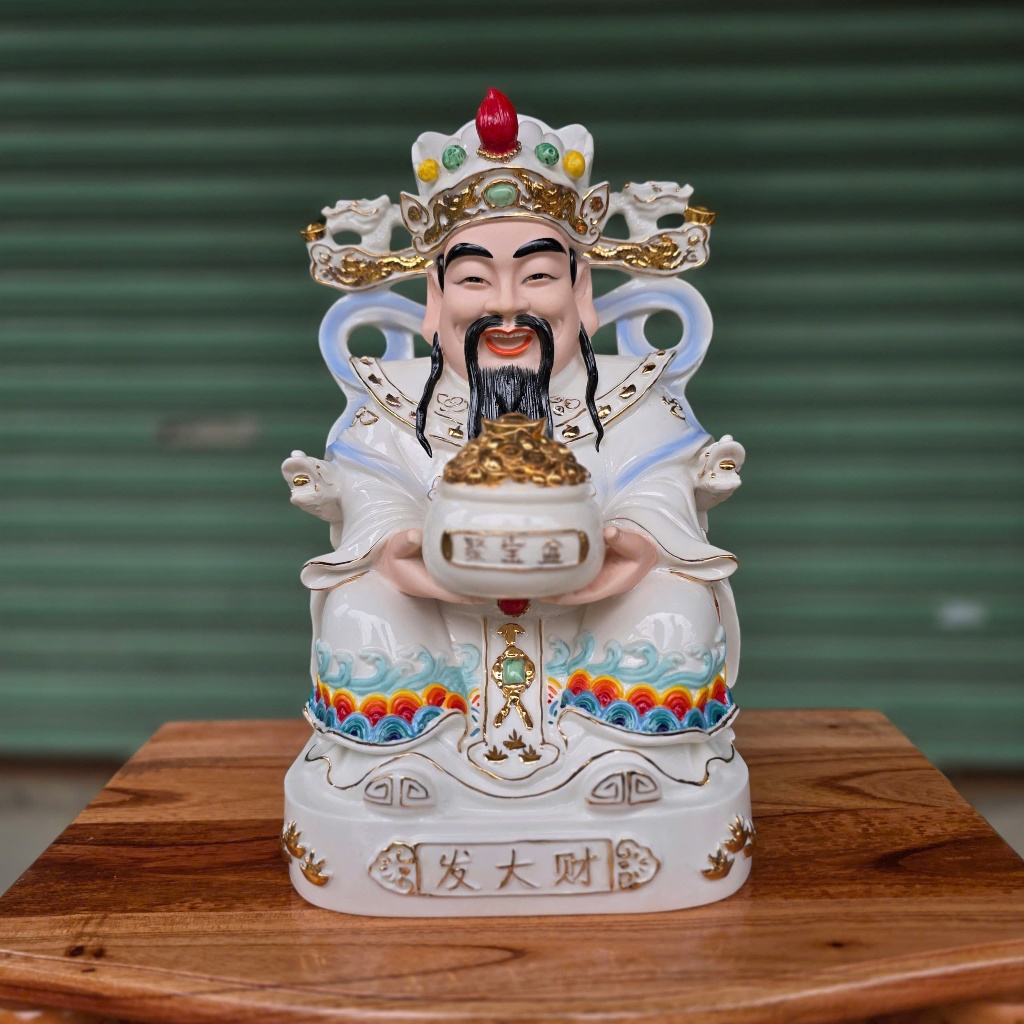 [12inch] Tượng Thần Tiền Sứ Đức Hóa Cao Cấp Hàng Nhập Đài Loan Cao 30cm Màu Trắng
