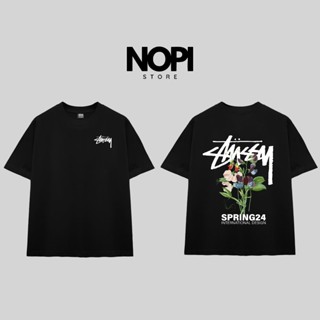 ÁO THUN STUSSY SPRING24 FLOWER FORM RỘNG NAM NỮ UNISEX VẢI COTTON CAO CẤP DÀY DẶN - NOPI STORE