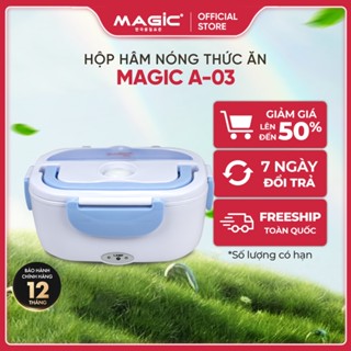 Hộp hâm cơm điện Magic A-03 (Xanh), hâm nóng thức ăn, 2 ngăn, công suất 40W - Dung tích 1.5L.