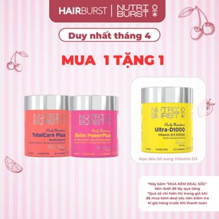 Combo kẹo dẻo Nutriburst bổ sung Biotin và Vitamin tổng hợp giúp mọc tóc, cải thiện hệ miễn dịch và cung cấp dinh dưỡng.
