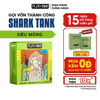 Bao Cao Su PlayAh Super Invisible Siêu Mỏng Hộp 3/10 size 52mm, nhiều gel, truyền nhiệt