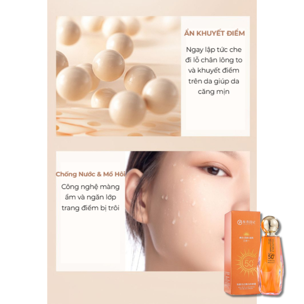 Kem chống nắng 5in1 Riji - Kem chống nắng hàn quốc 50spf giúp chống nắng, dưỡng da, lên tone màu da cho da trắng sáng