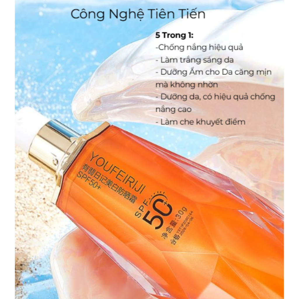 Kem chống nắng 5in1 Riji - Kem chống nắng hàn quốc 50spf giúp chống nắng, dưỡng da, lên tone màu da cho da trắng sáng