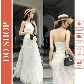 ( Hình thật) Chân váy dáng dài thiết kế nhún tầng đính hoa (hàng đẹp) sang chảnh , Chân váy dáng dài đi biển mã C7