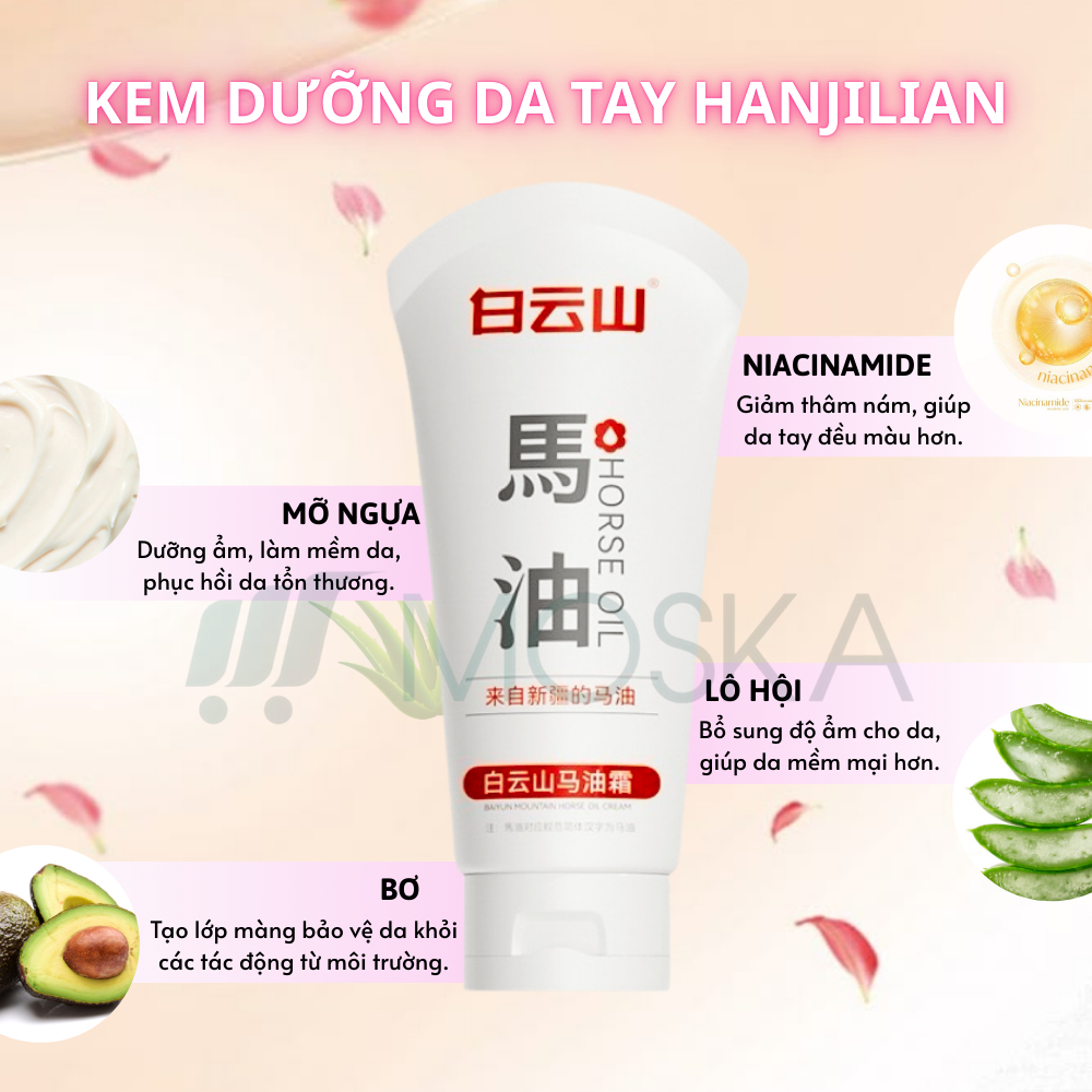 Kem Dưỡng Ẩm Da Tay HANJILIAN 80G - Da Tay Mềm Mịn, Dưỡng Bong Tróc, Giảm Nứt Nẻ, Dưỡng Trắng, Chống Lão Hóa | MOSKA