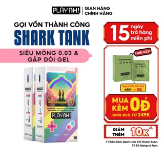 Combo 2 hộp/3 hộp Bao Cao Su PlayAh Rainbow Gel 003 Hộp 10 Size 52mm siêu mỏng, nhiều gel