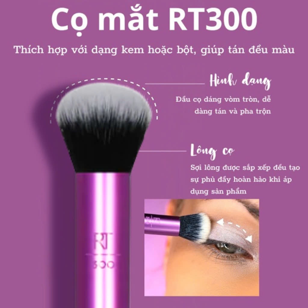 Cọ Tán Kem Lót Mắt Blend Tán Màu Mắt RT REAL TECHNIQUES Deluxe Crease RT 300