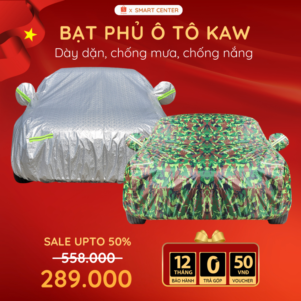 Bạt Phủ Xe Ô Tô, Bạt Trùm Ô Tô KAW 3 Lớp Chống Mưa, Chống Nắng, Chống Cháy An Toàn, Bảo Vệ Xe