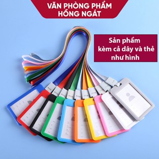Dây đeo thẻ học sinh sinh viên nhân viên văn phòng, thẻ đeo bảng tên ngang dọc 2 mặt trong suốt nhiều màu QT54