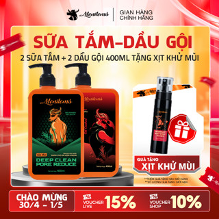 Combo dầu gội, sữa tắm nam Menitems, size lớn Tiết Kiệm dầu gội sạch gàu, sữa tắm mụn lưng, lưu hương nước hoa 400ML