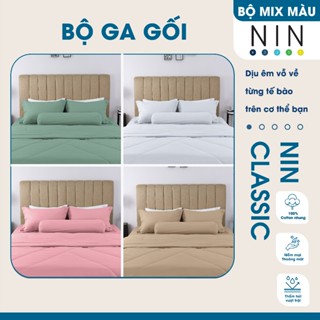 Bộ ga giường, áo gối NIN House Classic (không kèm mền) nhiều màu, đủ kích thước màu trơn sọc ngang