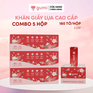 Combo 5 Hộp khăn giấy rút lụa cao cấp GUMI, Khăn giấy lụa mềm mịn đảm bảo an toàn cho da.