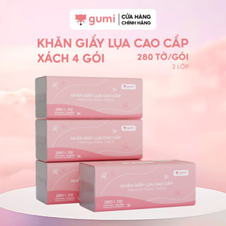 Xách 4 gói giấy rút lụa cao cấp GUMI, Khăn giấy lụa mềm mịn đảm bảo an toàn cho da.