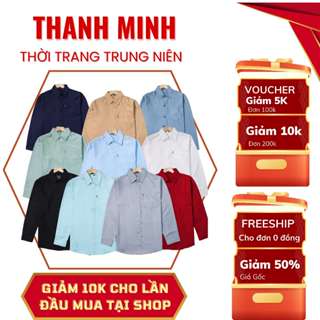  Áo Sơ Mi Nam Trung Niên Dài Tay - Vải Trơn - Có Túi - Sang Trọng - Thanh Lịch 