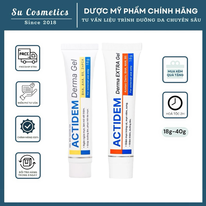 Gel Actidem Derma/ Extra giảm mụn, mờ thâm 18gr/40gr