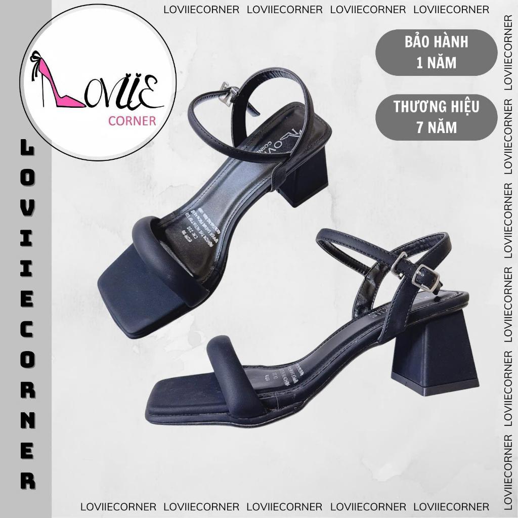 LOVIIECORNER - SANDAL CAO GÓT QUAI NGANG PHỒNG MŨI VUÔNG HỞ HẬU CÓ KHÓA CÀI GÓT TRỤ VUÔNG 5CM - G240