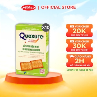 Combo 10 Hộp Bánh Quy Quasure Light Sữa Bibica 140g - Thực phẩm cho người ăn kiêng, người tiểu đường