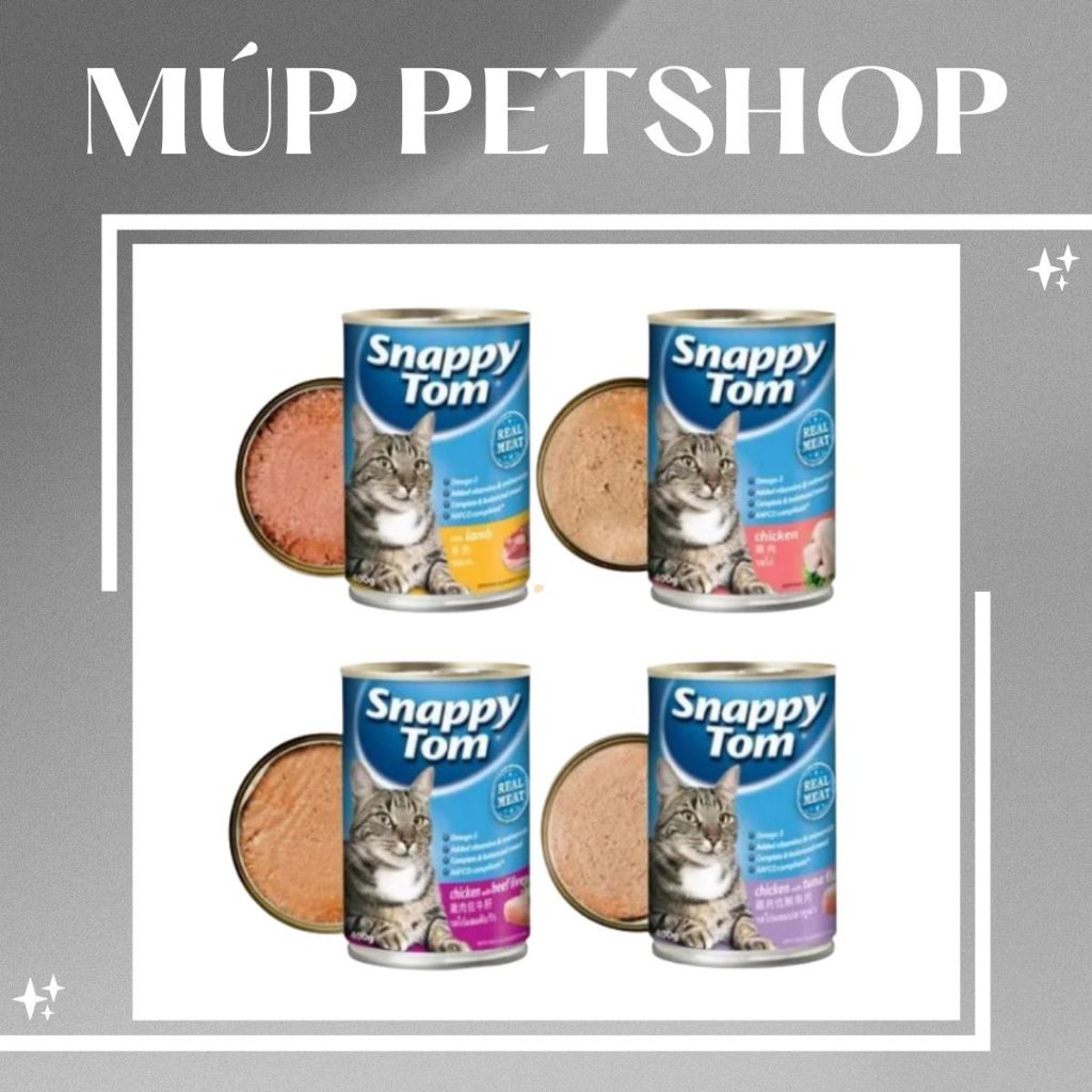 Pate mèo Snappy Tom lon 400g (gồm 4 vị)