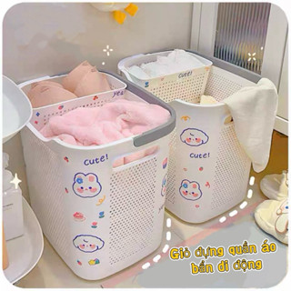  Giỏ Nhựa Đựng Quần Áo Nhà Tắm Sọt Đựng Đồ Đa Năng Có Quai Xách Tiện Lợi 