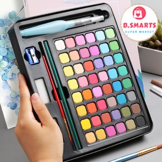 Hộp 48 Màu Nước Dạng Viên Nén Kèm Giấy Vẽ Và Phụ Kiện, Bộ Màu Nước Water Color Phù Hợp Làm Quà Tặng
