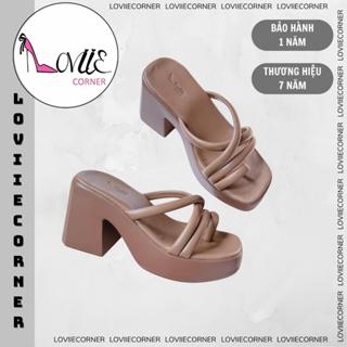 LOVIIECORNER DÉP NỮ ĐẾ XUỒNG - DÉP XUỒNG CAO GÓT ĐẾ BẰNG XỎ NGÓN - DÉP THỜI TRANG 3 QUAI NGANG CHÉO D240120