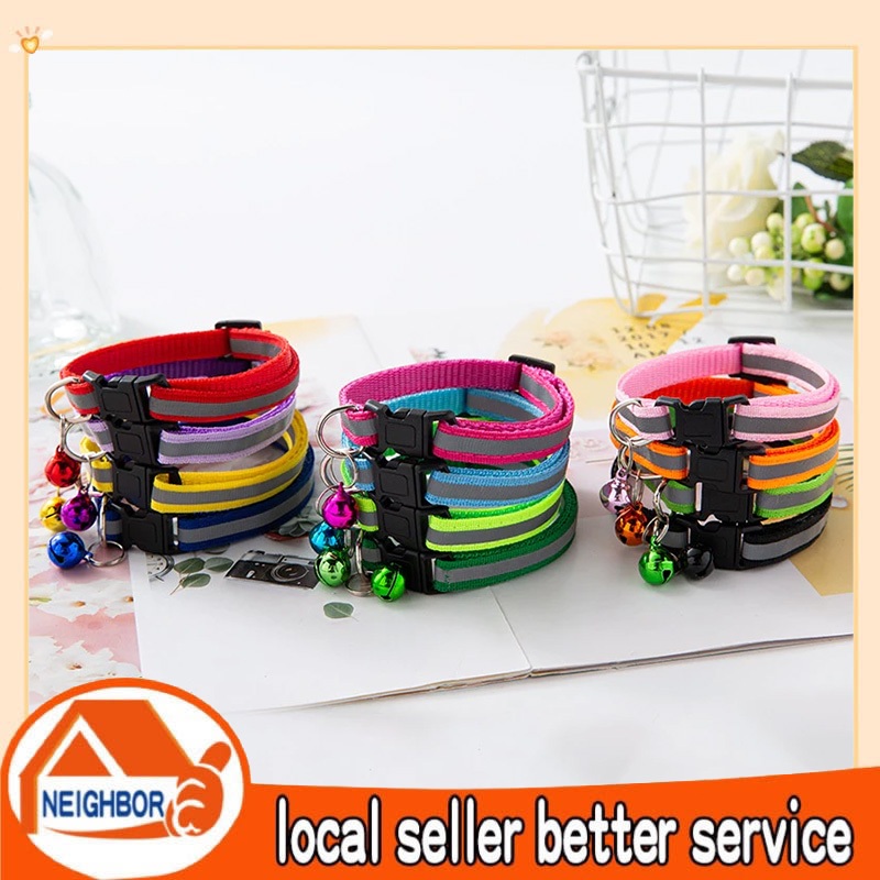 Vòng cổ phản quang cho thú cưng, Vòng cổ thú cưng có thể điều chỉnh, Dây đeo vòng cổ chó mèo có chuông và khóa an toàn