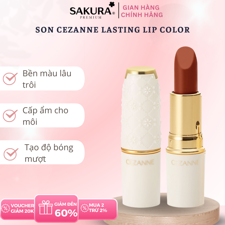 [Chuẩn Nhật] Son thỏi Cezanne không chì Lasting Lip Color Menard