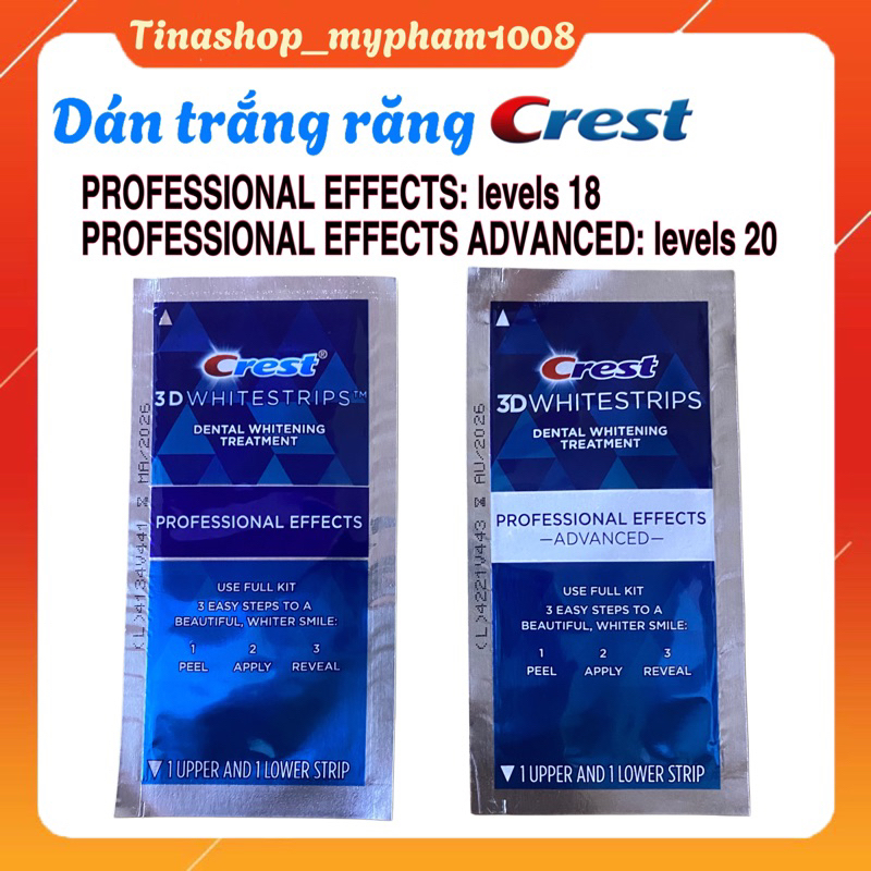 Lẻ 1 gói miếng dán trắng răng Crest 3D Professional Effects
