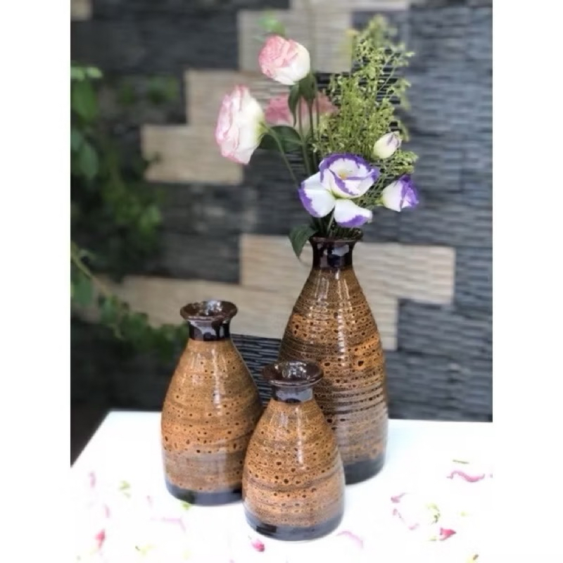 Bộ 3 lọ hoa hoả biến Bát Tràng